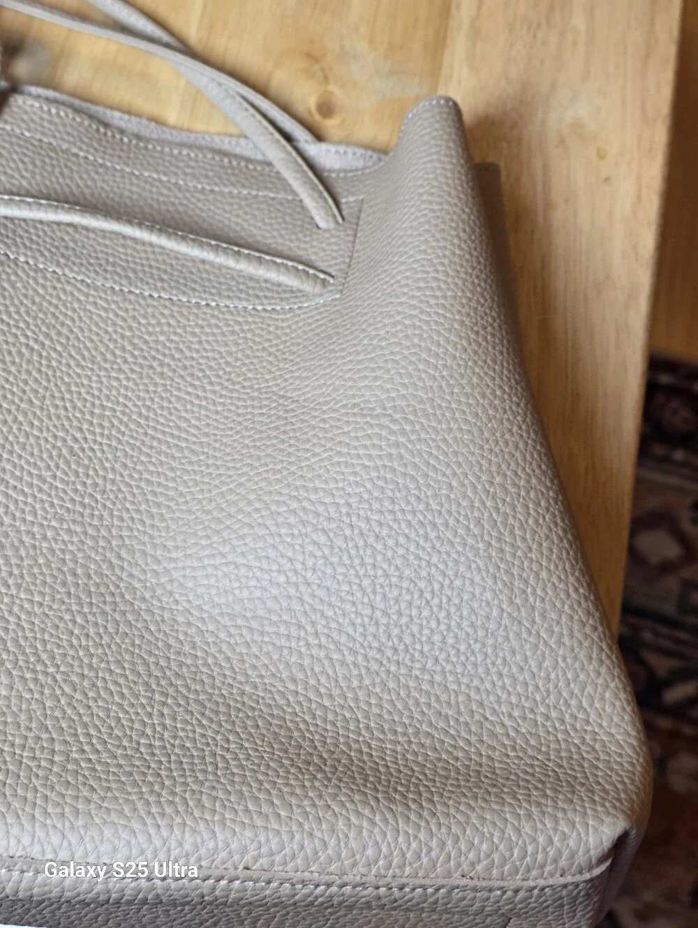 8 Other Reasons Taupe Premium Vegan Leather Bucket Tote Bag EUC